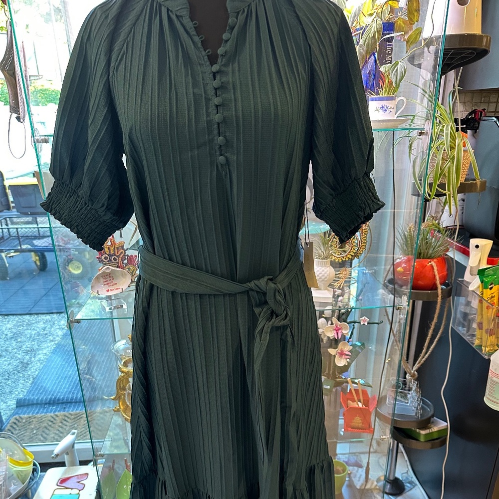 A line Teal midi dress with tiered skirt